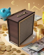 Wooden ₹1,00,000 savings challenge money box with printed savings tracker