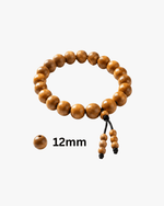 Handmade 12mm Chandan bracelet crafted from authentic sandalwood beads with natural fragrance and elastic band
