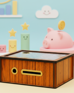 Wooden money saving box for kids and home decor