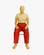 Red women’s palazzo pants with traditional Rajasthani style