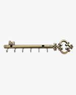 Decorative antique brass key holder wall organizer with 7 hooks for entryway