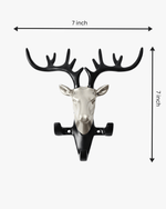 Deer head key holder wall mount with dimensions 7 inch height and width, compact decorative hook