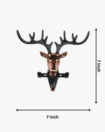 Deer head wall key holder with dimensions 7x7 inch, metal key hanger for home organization