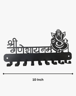 10-inch black metal Ganesha key holder with Shree Ganeshay Namah text, ideal for wall mounting and key organization