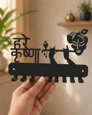 Handcrafted Hare Krishna wall key holder made of durable metal
