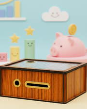 Wooden money saving box for kids and home decor