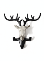 Minimalist black and silver deer antler wall key holder, decorative wall hook for home organization