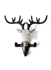 Minimalist black and silver deer antler wall key holder, decorative wall hook for home organization
