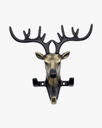 Modern deer head wall key holder in black and antique finish, stylish home decor hook rack