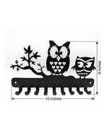 Dimension diagram showing 10 inches width and 6 inches height for metal owl wall key holder