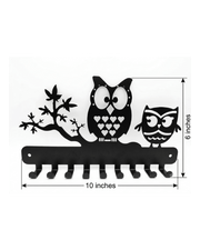 Dimension diagram showing 10 inches width and 6 inches height for metal owl wall key holder