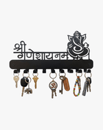 Black metal wall-mounted key holder with 