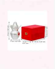 Silver kalash size and dimensions with measurement details and red storage box specifications