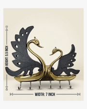 Elegant swan key holder wall decor in golden and black finish with 7 inch width and 5.5 inch height