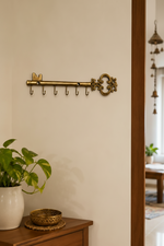 Vintage brass key holder wall hook with antique finish by Handicrush