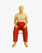 Red women’s palazzo pants with traditional Rajasthani style