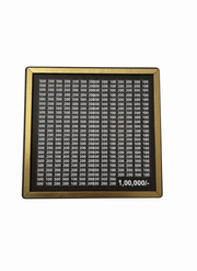 Hand inserting money into wooden ₹1,00,000 savings challenge money bank