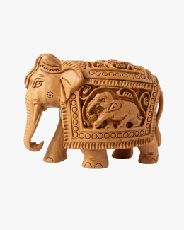 Hand-carved wooden elephant statue for home décor and living room decoration